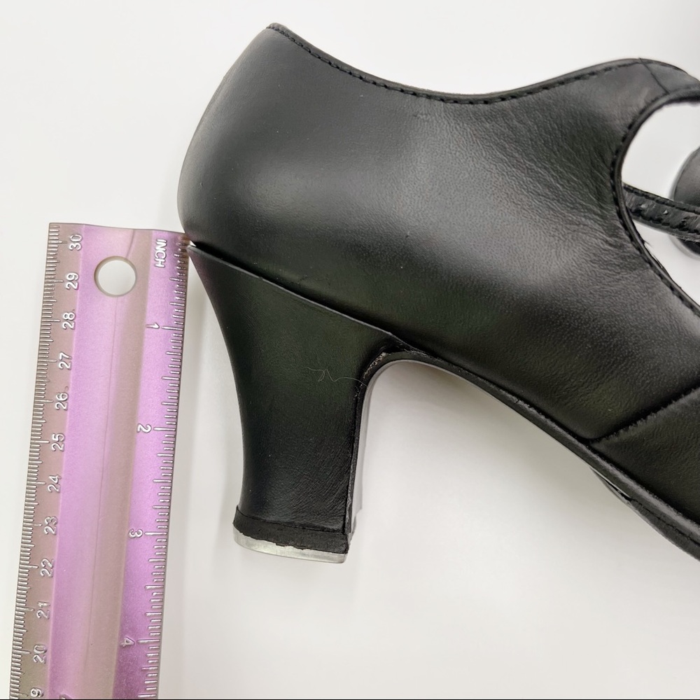 7.5W 7.5 WIDE Capezio 657 Manhattan Xtreme Black Leather Tap Dance Shoes Heels - Picture 14 of 14